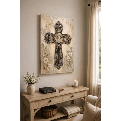 FC Design - Large Holy Spirit Dove Cross Canvas Print 24x36"-Ready-to-Hang Sacred Christian Prayer Art Painting Home Wall Décor - MultiColor FC Design - Large Holy Spirit Dove Cross Canvas Print 24x36"-Ready-to-Hang Sacred Christian Prayer Art Painting Home Wall Décor - MultiColor