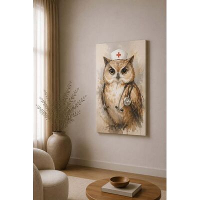 FC Design - Large Nurse Owl Watercolor Canvas Print 24x36"-Ready-to-Hang Whimsical Clinic Art Painting Home Wall Décor - MultiColor FC Design - Large Nurse Owl Watercolor Canvas Print 24x36"-Ready-to-Hang Whimsical Clinic Art Painting Home Wall Décor - MultiColor