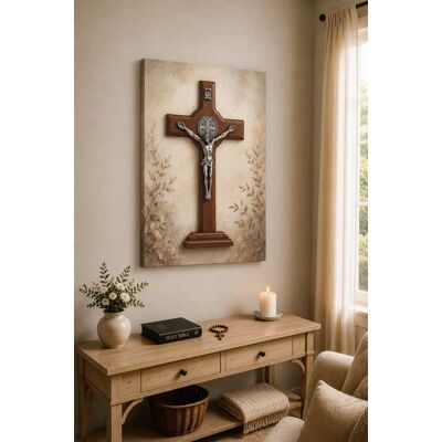 FC Design - Large Saint Benedict Crucifix Canvas Print 24x36"-Ready-to-Hang Catholic Prayer Room Art Painting Home Wall Décor - MultiColor FC Design - Large Saint Benedict Crucifix Canvas Print 24x36"-Ready-to-Hang Catholic Prayer Room Art Painting Home Wall Décor - MultiColor