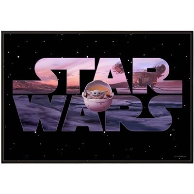 Silver Buffalo - Star Wars The Mandalorian Logo and The Child 13 x 19 Inch Framed MDF Wall Art - Black Silver Buffalo - Star Wars The Mandalorian Logo and The Child 13 x 19 Inch Framed MDF Wall Art - Black