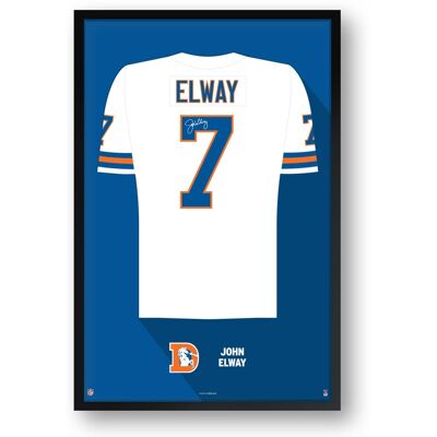 Sporticulture - John Elway Framed 14" x 20" Retired Jersey Art Print - Multicolor Sporticulture - John Elway Framed 14" x 20" Retired Jersey Art Print - Multicolor