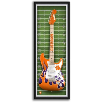Sporticulture - Clemson Tigers 14" x 37" Electric Guitar Framed Art Print - Orange Sporticulture - Clemson Tigers 14" x 37" Electric Guitar Framed Art Print - Orange