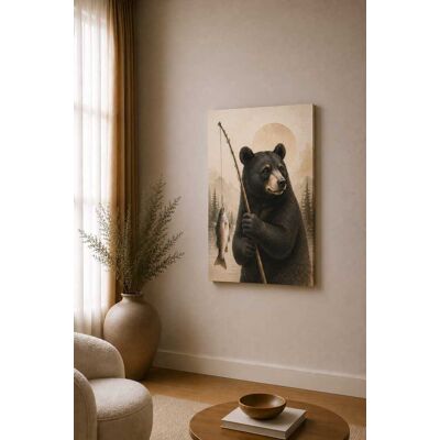 FC Design - Large Fishing Bear Adventure Canvas Print 24x36"-Ready-to-Hang Woodland Cabin Accent Art Painting Home Wall Décor - MultiColor FC Design - Large Fishing Bear Adventure Canvas Print 24x36"-Ready-to-Hang Woodland Cabin Accent Art Painting Home Wall Décor - MultiColor