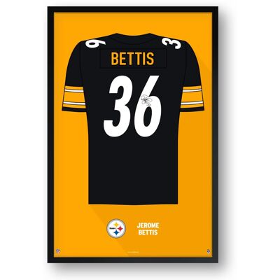 Sporticulture - Jerome Bettis Pittsburgh Steelers Framed 27" x 39" Retired Jersey Art Print - Multicolor Sporticulture - Jerome Bettis Pittsburgh Steelers Framed 27" x 39" Retired Jersey Art Print - Multicolor