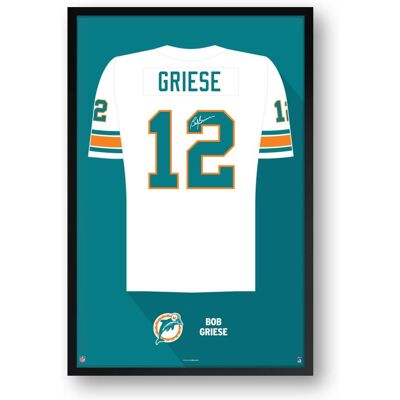 Sporticulture - Bob Griese Miami Dolphins Framed 27" x 39" Retired Jersey Art Print - Multicolor Sporticulture - Bob Griese Miami Dolphins Framed 27" x 39" Retired Jersey Art Print - Multicolor