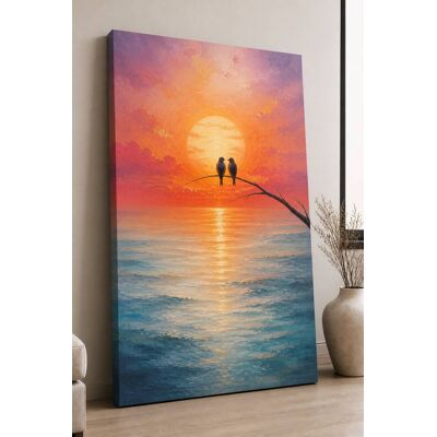 FC Design - Large Ready-to-Hang 24x36"- Sunset Ocean Love Birds Art Painting Home Wall Décor - MultiColor FC Design - Large Ready-to-Hang 24x36"- Sunset Ocean Love Birds Art Painting Home Wall Décor - MultiColor