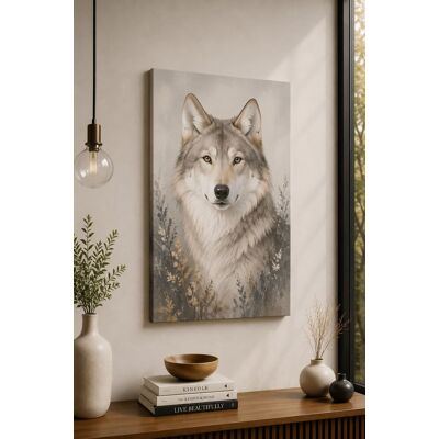 FC Design - Large Gray Wolf Botanical Canvas Print 24x36"-Ready-to-Hang Calm Woodland Home Accent for Art Painting Home Wall Décor - MultiColor FC Design - Large Gray Wolf Botanical Canvas Print 24x36"-Ready-to-Hang Calm Woodland Home Accent for Art Painting Home Wall Décor - MultiColor