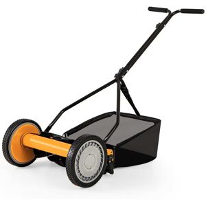Gymax - Push Lawn Mower Cordless 14'' Manual Reel Mower Adjustable Cutting Heights - Orange Gymax - Push Lawn Mower Cordless 14'' Manual Reel Mower Adjustable Cutting Heights - Orange