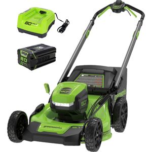 Greenworks - 80-Volt 21-Inch Self-Propelled Lawn Mower with 4.0Ah Battery and Charger - Green Greenworks - 80-Volt 21-Inch Self-Propelled Lawn Mower with 4.0Ah Battery and Charger - Green