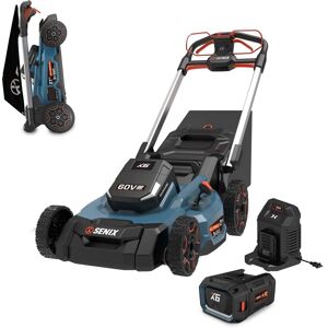 SENIX - X6 60V Max* 21" Self-Propelled Cordless Lawn Mower, Brushless (8.0 Ah Battery & Charger Included) - Blue SENIX - X6 60V Max* 21" Self-Propelled Cordless Lawn Mower, Brushless (8.0 Ah Battery & Charger Included) - Blue
