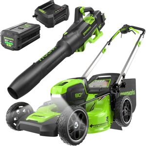 Greenworks - 80V 21" Self-Propelled Lawn Mower + Blower (Gen 2), 5.0Ah Battery and Charger - Green Greenworks - 80V 21" Self-Propelled Lawn Mower + Blower (Gen 2), 5.0Ah Battery and Charger - Green