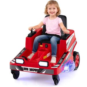 Costway - 12V Ride on Lawn Mower with Dual Control Sticks LED Lights Twist Turn for Aged 3-8 - Red Costway - 12V Ride on Lawn Mower with Dual Control Sticks LED Lights Twist Turn for Aged 3-8 - Red