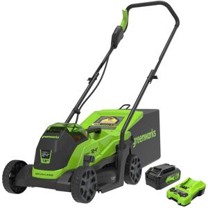 Greenworks - 24V 13” Battery Powered Push Walk-Behind Mower, 4Ah USB Battery and Charger Included - Green Greenworks - 24V 13” Battery Powered Push Walk-Behind Mower, 4Ah USB Battery and Charger Included - Green