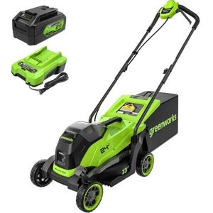 Greenworks - 24V 13" Brushless (Push) Cordless Lawn Mower, 4.0Ah Battery and Charger Included - Green Greenworks - 24V 13" Brushless (Push) Cordless Lawn Mower, 4.0Ah Battery and Charger Included - Green