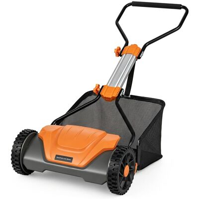 Costway - 16 Inch 5-Blade Push Reel Lawn Mower with 8 Gal Removable Grass Catcher Bag - Orange & Black Costway - 16 Inch 5-Blade Push Reel Lawn Mower with 8 Gal Removable Grass Catcher Bag - Orange & Black