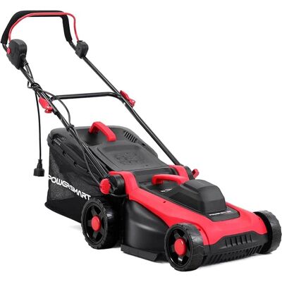 POWERSMART - Corded Electric Lawn Mower 14" with Adjustable Handle Height,6 Cutting Heights from 1" to 3" & 10-Gallon Grass Bag - Red POWERSMART - Corded Electric Lawn Mower 14" with Adjustable Handle Height,6 Cutting Heights from 1" to 3" & 10-Gallon Grass Bag - Red