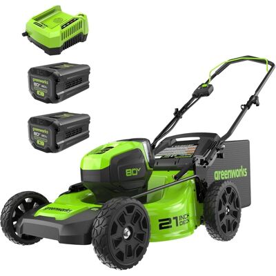 Greenworks - 80V 21" Battery Powered Push Mower + (2) 2.0Ah Batteries and Rapid Charger - Green Greenworks - 80V 21" Battery Powered Push Mower + (2) 2.0Ah Batteries and Rapid Charger - Green