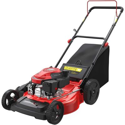 POWERSMART - 21" Gas Push Lawn Mower with 144cc 4-Cycle OHV Engine,3-in-1 with Mulching, Bagging & Side Discharge,6-Position Height - Red POWERSMART - 21" Gas Push Lawn Mower with 144cc 4-Cycle OHV Engine,3-in-1 with Mulching, Bagging & Side Discharge,6-Position Height - Red