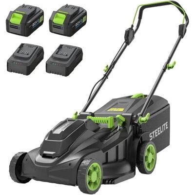 Steelite - 42V (2x21V) 17 Inch Electric Cordless Lawn Mower with 2 x 4.0 Ah Batteries & 2 Chargers Steelite - 42V (2x21V) 17 Inch Electric Cordless Lawn Mower with 2 x 4.0 Ah Batteries & 2 Chargers
