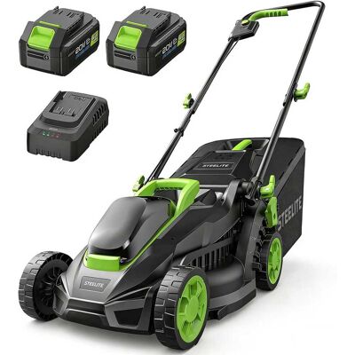 Steelite - 13-Inch 21V Cordless Electric Lawn Mower with Brushless Motor & 2 x 4.0Ah Battery Steelite - 13-Inch 21V Cordless Electric Lawn Mower with Brushless Motor & 2 x 4.0Ah Battery