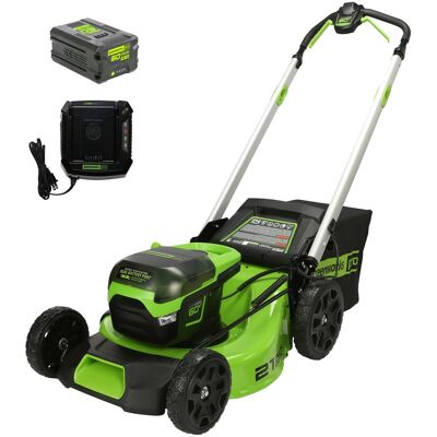Greenworks - 60V 21" Cordless (Push) Brushless Lawn Mower with 5.0Ah Battery and Charger 2531602 - Green Greenworks - 60V 21" Cordless (Push) Brushless Lawn Mower with 5.0Ah Battery and Charger 2531602 - Green