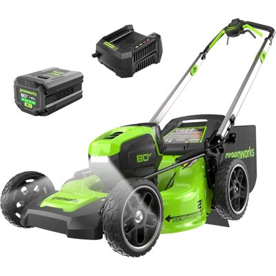 Greenworks - 80V 21" Brushless Self-Propelled Mower (Gen 2), 4.0Ah Battery and Rapid Charger Included - Green Greenworks - 80V 21" Brushless Self-Propelled Mower (Gen 2), 4.0Ah Battery and Rapid Charger Included - Green