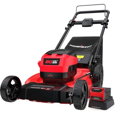 POWERSMART - 3-in-1 80V 21" Cordless Lawn Mower Battery Lawn Mower with 6.0Ah Battery and Charger, Brushless Motor - Red POWERSMART - 3-in-1 80V 21" Cordless Lawn Mower Battery Lawn Mower with 6.0Ah Battery and Charger, Brushless Motor - Red