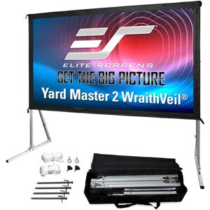Elite Screens - Yard Master 2 WraithVeil® Dual Front/Rear Projection Portable Folding-Frame Outdoor Screen, 150" Diag,16:9,OMS150H2-DUAL - Black trim/silver frame Elite Screens - Yard Master 2 WraithVeil® Dual Front/Rear Projection Portable Folding-Frame Outdoor Screen, 150" Diag,16:9,OMS150H2-DUAL - Black trim/silver frame