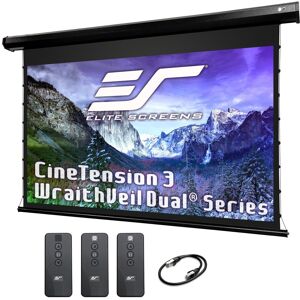 Elite Screens - CineTension 3 Electric Drop-Down,120"D,16:9,Front/Rear Tab-Tensioned Screen, Programmable Drop, IR/RF Rmts,TE120HR3-DUAL - Black Elite Screens - CineTension 3 Electric Drop-Down,120"D,16:9,Front/Rear Tab-Tensioned Screen, Programmable Drop, IR/RF Rmts,TE120HR3-DUAL - Black