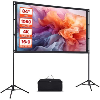 VEVOR - Projector Screen with Stand, 84 Inch 160° Wide Angle Indoor Outdoor Projection Screen, 16:9 4K HD Dual-Tripod Screens - Black VEVOR - Projector Screen with Stand, 84 Inch 160° Wide Angle Indoor Outdoor Projection Screen, 16:9 4K HD Dual-Tripod Screens - Black