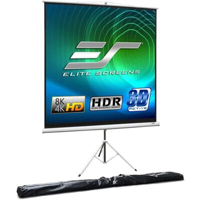Elite Screens - Tripod Portable, 119" Diagonal, Pull-Up Matte Front Projection Screen, 84" x 84", Carry Bag, T119NWS1 - White Elite Screens - Tripod Portable, 119" Diagonal, Pull-Up Matte Front Projection Screen, 84" x 84", Carry Bag, T119NWS1 - White