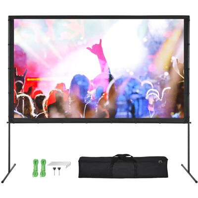 VEVOR - Projector Screen with Stand, 100 inch 16:9 4K 1080 HD Outdoor Movie Screen with Stand, Wrinkle-Free Projection Screen - Black VEVOR - Projector Screen with Stand, 100 inch 16:9 4K 1080 HD Outdoor Movie Screen with Stand, Wrinkle-Free Projection Screen - Black