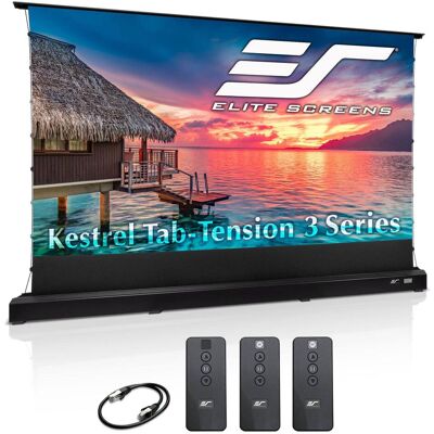 Elite Screens - Kestrel Tab-Tension3,150"Diag,16:9,Electric Floor-Rising MatteWhite UST/Std Throw 4K Screen,Programmable Rise FTE150H3 - Black Elite Screens - Kestrel Tab-Tension3,150"Diag,16:9,Electric Floor-Rising MatteWhite UST/Std Throw 4K Screen,Programmable Rise FTE150H3 - Black