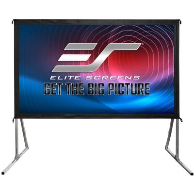 Elite Screens - Yard Master 2 WraithVeil® Dual Front/Rear Portable Folding-Frame Outdoor Screen, 180" diag., 16:9, OMS180H2-DUAL - Black trim/silver frame Elite Screens - Yard Master 2 WraithVeil® Dual Front/Rear Portable Folding-Frame Outdoor Screen, 180" diag., 16:9, OMS180H2-DUAL - Black trim/silver frame