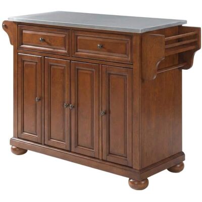 Crosley Furniture - Alexandria Stainless Steel Top Full Size Kitchen Island/Cart - Cherry Crosley Furniture - Alexandria Stainless Steel Top Full Size Kitchen Island/Cart - Cherry