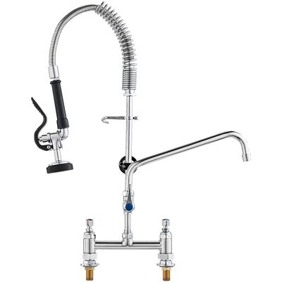 VEVOR Commercial Faucet with Pre-Rinse Sprayer, 26" Height, 8" Center, 12" Swing Spout, Deck Mount Kitchen Sink Faucet VEVOR Commercial Faucet with Pre-Rinse Sprayer, 26" Height, 8" Center, 12" Swing Spout, Deck Mount Kitchen Sink Faucet