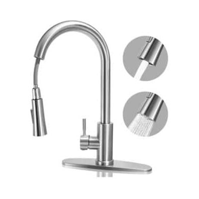 Sugift - Pull-Down Kitchen Faucet 360° Rotation Dual Water Modes 304 Stainless Steel - Silver Sugift - Pull-Down Kitchen Faucet 360° Rotation Dual Water Modes 304 Stainless Steel - Silver