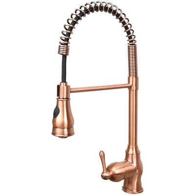 Akicon - Pre-Rinse Spring 360° Swivel Solid Brass Single Handle Kitchen Faucet with Pull Down Sprayer - Copper Akicon - Pre-Rinse Spring 360° Swivel Solid Brass Single Handle Kitchen Faucet with Pull Down Sprayer - Copper