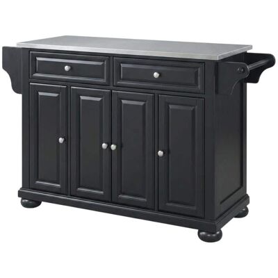 Crosley Furniture - Alexandria Stainless Steel Top Full Size Kitchen Island/Cart - Black Crosley Furniture - Alexandria Stainless Steel Top Full Size Kitchen Island/Cart - Black