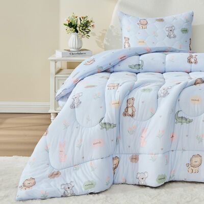 Bestier - Twin Kids Comforter Set – 2 Pcs All-Season Bedding with Skin-Friendly Lightweight Quilt & Pillowcase - Light Blue Bestier - Twin Kids Comforter Set – 2 Pcs All-Season Bedding with Skin-Friendly Lightweight Quilt & Pillowcase - Light Blue