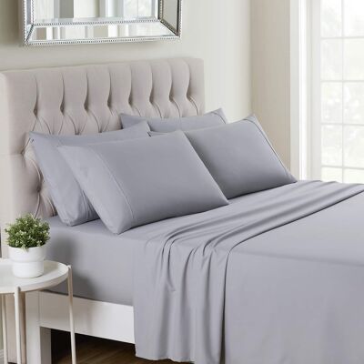 Sweet Home Collection - Deluxe Microfiber Sheet Set with Bonus Pillowcases, Ultra Soft 1500 Series, California King - Silver Sweet Home Collection - Deluxe Microfiber Sheet Set with Bonus Pillowcases, Ultra Soft 1500 Series, California King - Silver