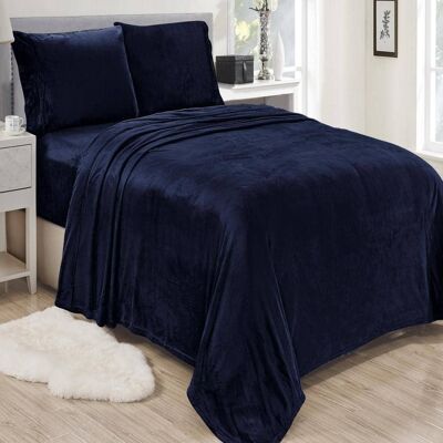 Plazatex - Lavana Microplush Ultra Premium All Season Soft Brushed Sheet Sets, Queen - Navy Plazatex - Lavana Microplush Ultra Premium All Season Soft Brushed Sheet Sets, Queen - Navy