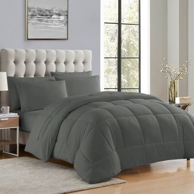 Sweet Home Collection - All Season Reversible Bed-in-A-Bag Solid Color Comforter & Sheet Set, California King - Gray Sweet Home Collection - All Season Reversible Bed-in-A-Bag Solid Color Comforter & Sheet Set, California King - Gray