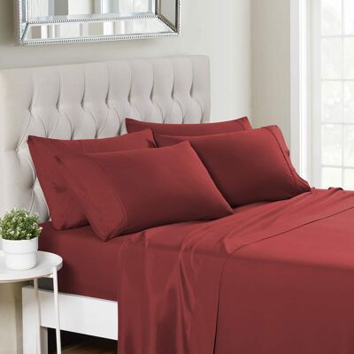 Sweet Home Collection - Deluxe Microfiber Sheet Set with Bonus Pillowcases, Ultra Soft 1500 Series, Queen - Burgundy Sweet Home Collection - Deluxe Microfiber Sheet Set with Bonus Pillowcases, Ultra Soft 1500 Series, Queen - Burgundy