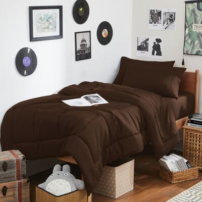 Sweet Home Collection - 7PC Campus Ready Dorm Twin XL Bedding Bundle, Solid Comforter, Bed Pillows and Sheet Set - Brown Sweet Home Collection - 7PC Campus Ready Dorm Twin XL Bedding Bundle, Solid Comforter, Bed Pillows and Sheet Set - Brown