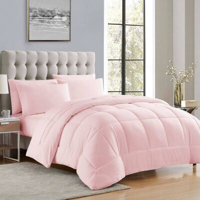 Sweet Home Collection - All Season Reversible Bed-in-A-Bag Solid Color Comforter & Sheet Set, California King - Pale Pink Sweet Home Collection - All Season Reversible Bed-in-A-Bag Solid Color Comforter & Sheet Set, California King - Pale Pink