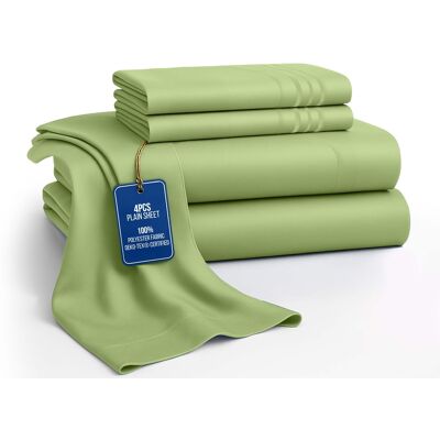 Lux Decor Collection - 4-Piece King Bed Sheet Set, Ultra Soft Microfiber, Deep Pocket, Wrinkle-Resistant, Hypoallergenic, All-Season Comfort - Sage Lux Decor Collection - 4-Piece King Bed Sheet Set, Ultra Soft Microfiber, Deep Pocket, Wrinkle-Resistant, Hypoallergenic, All-Season Comfort - Sage