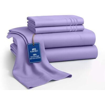 Lux Decor Collection - 4-Piece King Bed Sheet Set, Ultra Soft Microfiber, Deep Pocket, Wrinkle-Resistant, Hypoallergenic, All-Season Comfort - Lavender Lux Decor Collection - 4-Piece King Bed Sheet Set, Ultra Soft Microfiber, Deep Pocket, Wrinkle-Resistant, Hypoallergenic, All-Season Comfort - Lavender