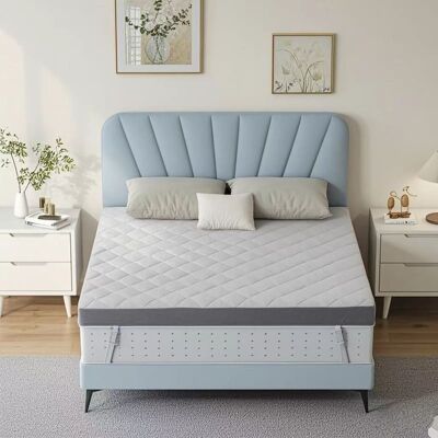 Dyonery - 3 in high-density foam mattress pads, detachable bedspreads, suitable for bedrooms and dormitories, Queen size - White Dyonery - 3 in high-density foam mattress pads, detachable bedspreads, suitable for bedrooms and dormitories, Queen size - White