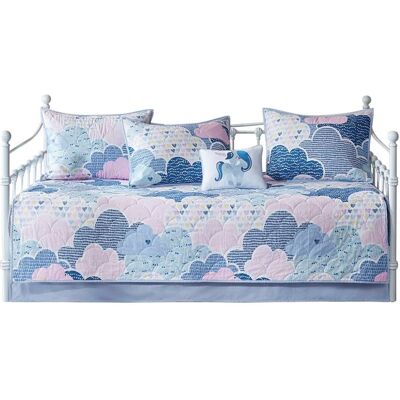 Gracie Mills - Eowyn 6-Piece Cotton Reversible Daybed Bedding Set - Blue Gracie Mills - Eowyn 6-Piece Cotton Reversible Daybed Bedding Set - Blue